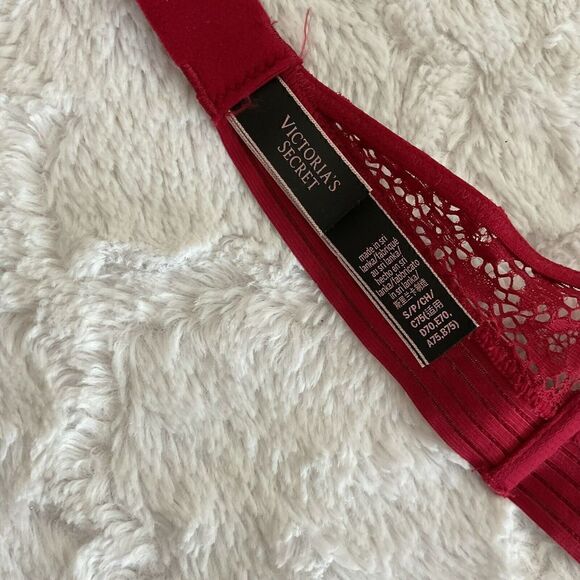 Victoria's Secret Very Sexy‎ Bralette Size Small Red Halter High Neck Lace Bra - Picture 4 of 5
